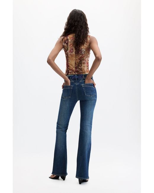 Desigual Blue Flare Jeans, Cotton