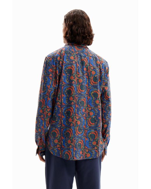 Desigual Blue Arty Embroidered Shirt for men