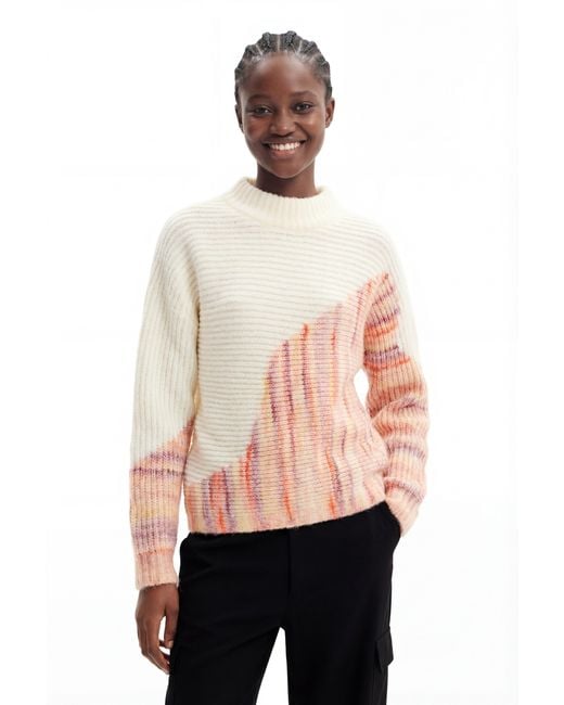 Desigual White Asymmetric Design Pullover