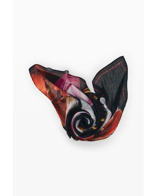 Desigual Black Printed Flower Scarf, Polyester