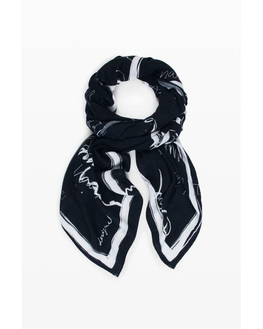 Desigual Black Foulard Lettering, Viscose