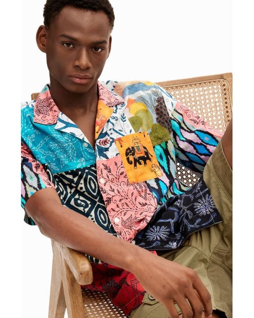 Desigual Multicolor Patchwork Shirt In Colors. for men