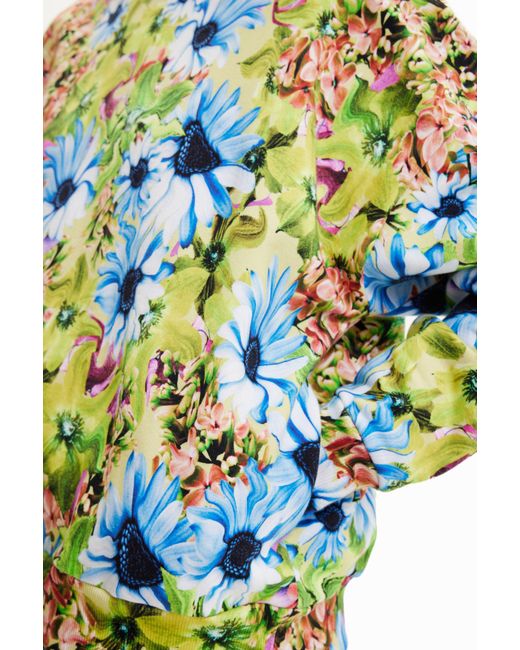 Desigual Green Oversize Floral Sweatshirt