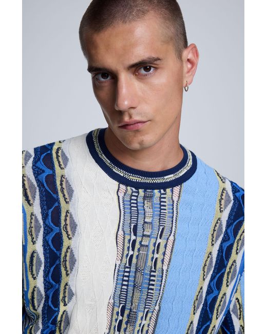 Desigual Blue Jacquard Sweater for men