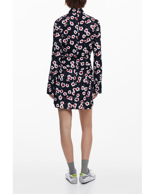 Desigual Black Short Floral Shirt Dress, Polyester