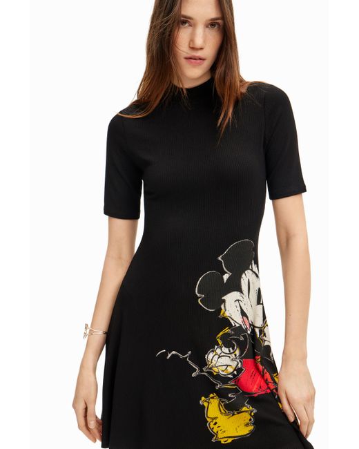 Desigual Black Mickey Mouse Short Dress
