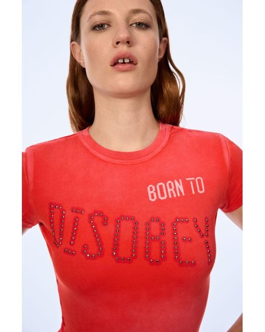 Desigual Red Printed T-Shirt, Cotton