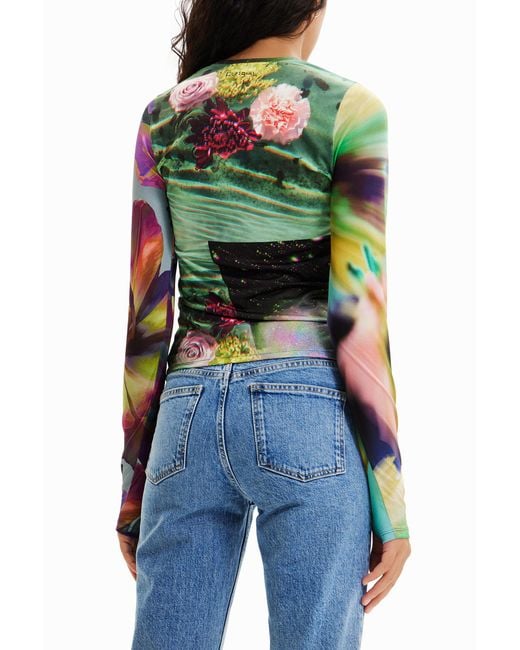 Desigual Blue Fantasy Bust T-Shirt, Polyester