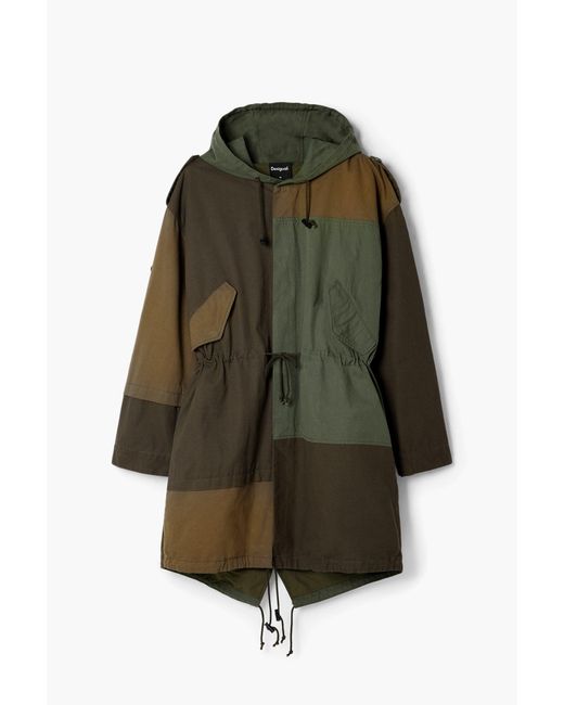Desigual Green Hooded Parka Jacket for men