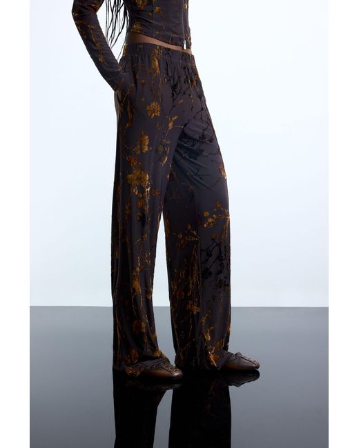 Desigual Black Long Flocked Trousers, Polyester