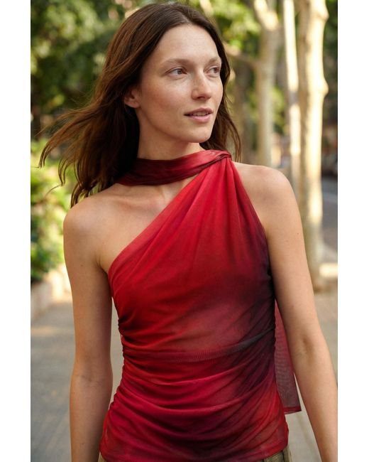 Desigual Red Knot Neckline T-Shirt, Polyester