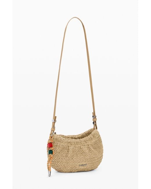 Desigual White Oval Crossbody Purse With Charms, Paper