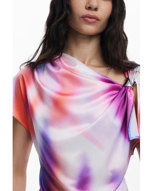 Desigual Multicolor Ombre Draped Blouse, Polyester