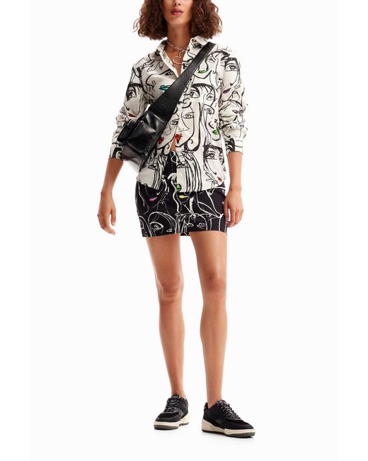 Desigual Black Slim-Fit Mini Skirt, Cotton