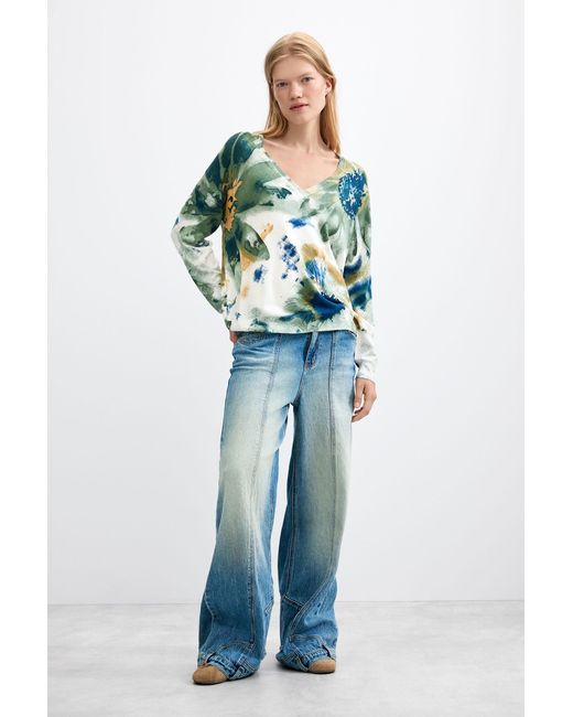 Desigual Blue Thin Printed Sweater