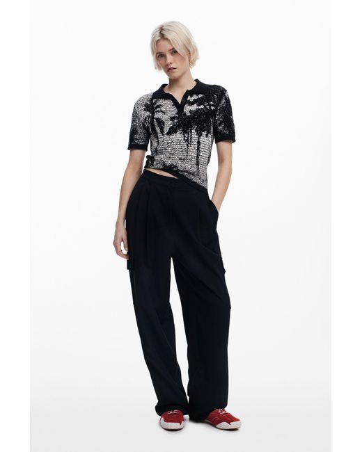 Desigual Black T-Shirt Designed By Mr. Christian Lacroix