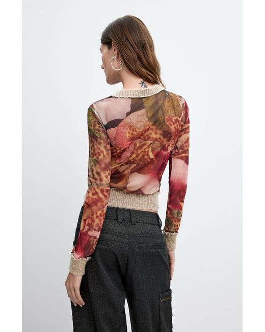 Desigual Red Printed T-Shirt M. C. Lacroix, Polyester