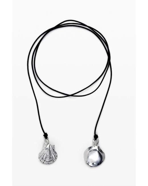 Desigual White Multi-Position Pendant-Plated Leather Cord Zalio