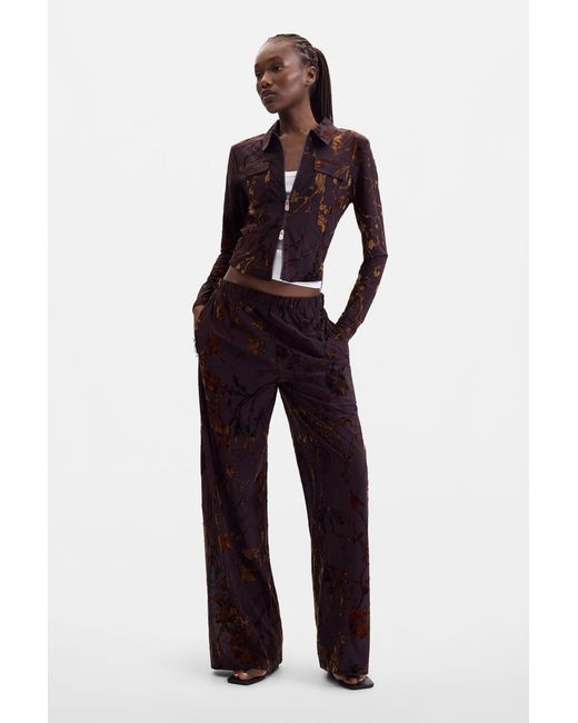 Desigual Blue Long Flocked Trousers, Polyester