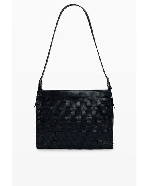 Desigual Black Medium Braided Bag, Polyurethane