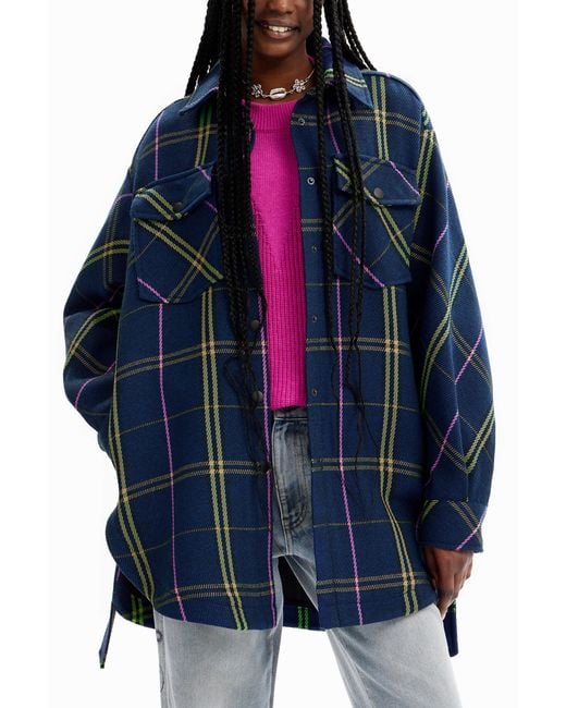 Desigual Blue Plaid Overshirt Jacket
