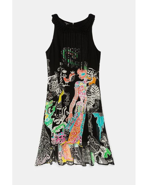 Desigual Black Fransenkleid