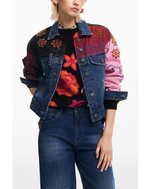 Veste En Denim Patchwork, Bleu Desigual en coloris Blue