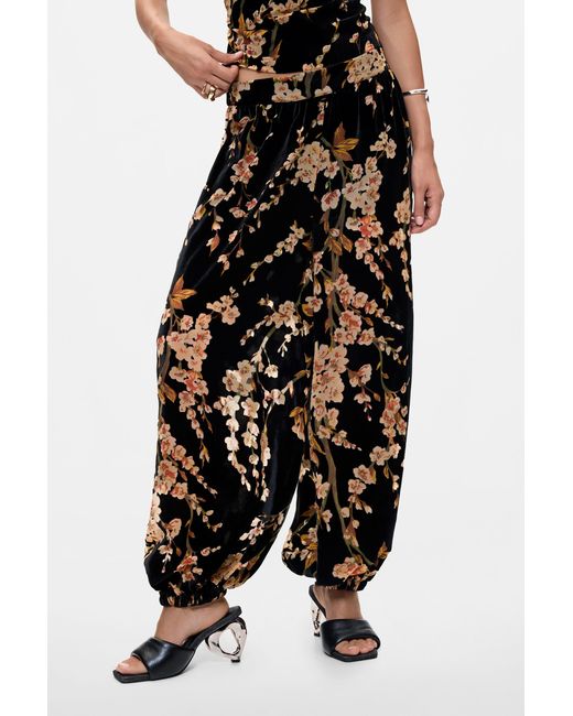 Desigual Black Long Printed Trousers