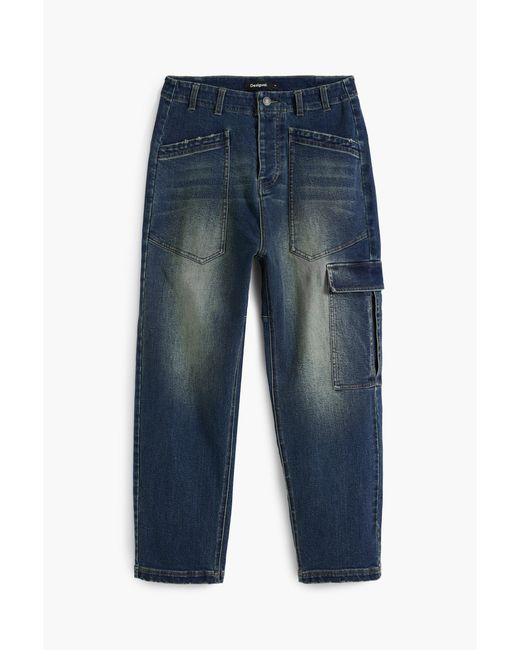 Desigual Blue Baggy Jeans With Pockets, Cotton