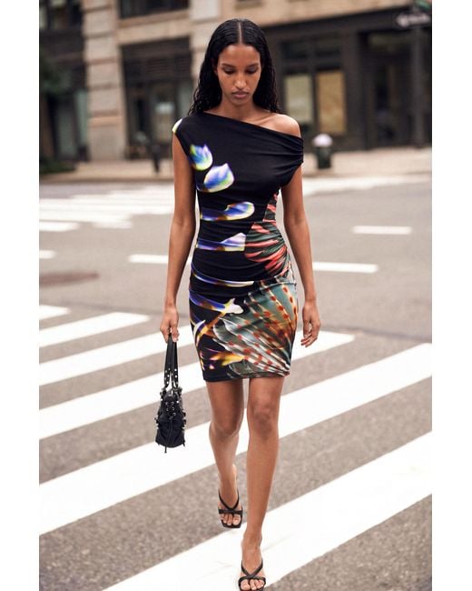 Desigual Black Printed Knit Dress. C. Lacroix, Viscose