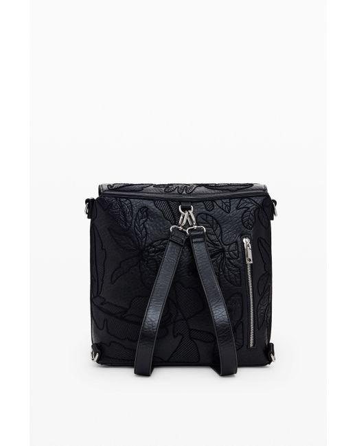 Desigual Black 2-In-1 Embroidered Backpack