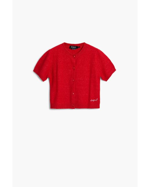 Desigual Red Short-Sleeve Button Sweater