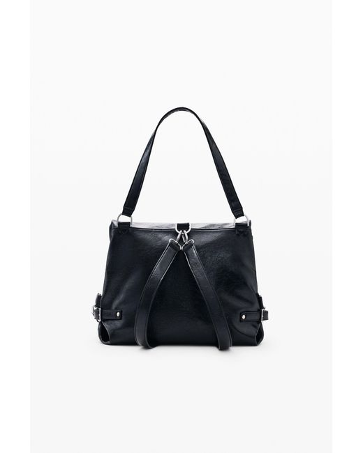 Desigual Black Medium Faux Leather Backpack, Polyurethane