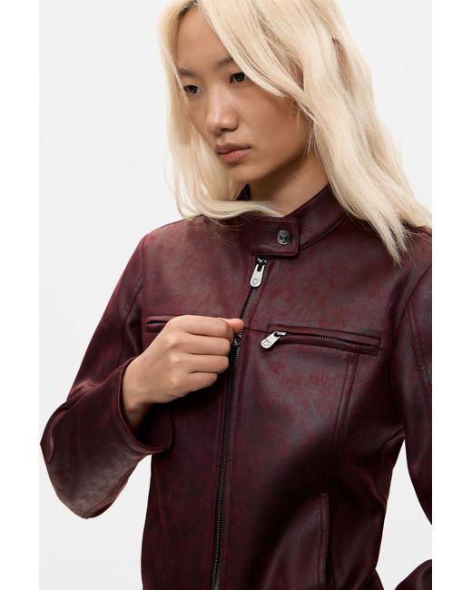 Desigual Red Jacket Leather Effect, Polyester