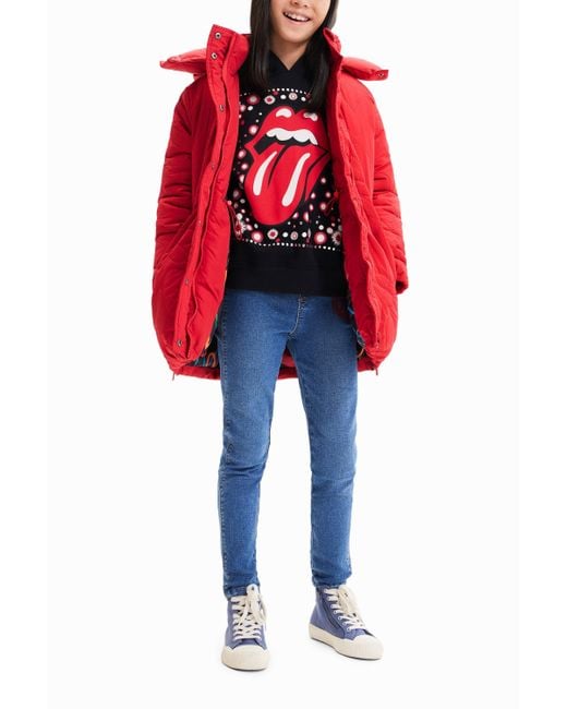 Desigual Red Padded Heart Coat