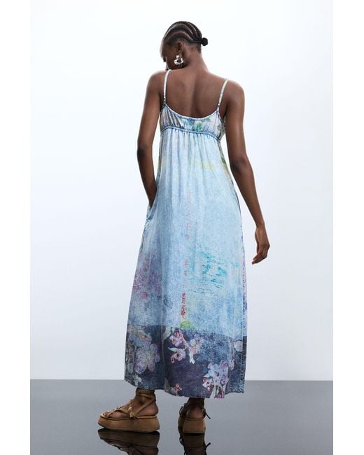 Desigual Blue Long Lyocell Strap Dress, Lyocell