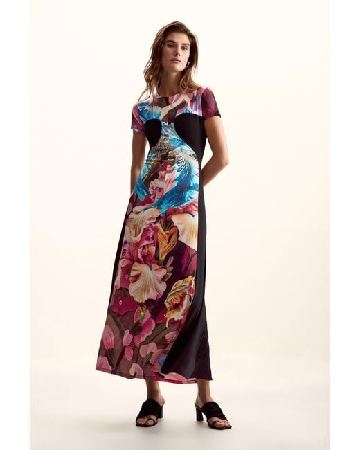 Desigual Red Knitted Dress Flowers M. C. Lacroix, Polyester