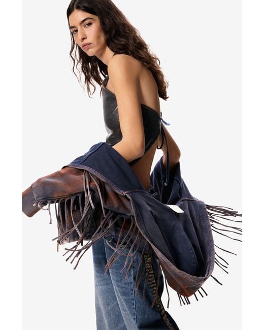 Desigual Blue Sleeveless Blouse Masha Popova, Cotton