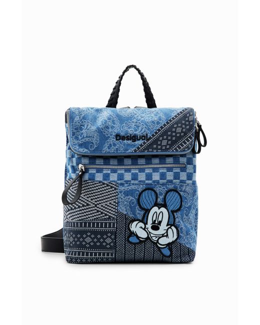 Desigual Blue Midsize Denim Mickey Mouse Backpack