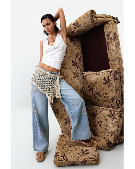 Desigual Blue Printed Denim Trousers