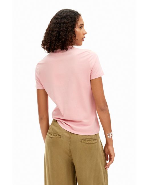 Desigual Pink Rhinestone Imagotype T-shirt
