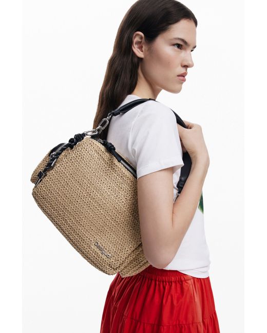 Desigual Bag_half Logo Raffia Wa, 1014 Natural, U (DL26SAXO01) - Shoulder bags