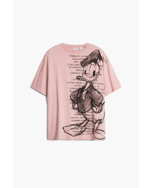 Desigual Red Donald Duck T-Shirt, Cotton