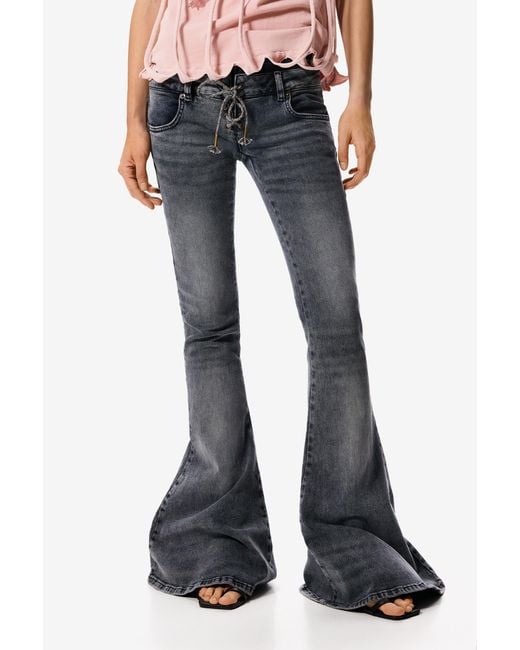 Desigual Black Flare Pants Masha Popova, Cotton
