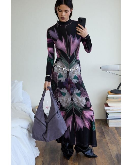 Desigual Blue Long Mirror Dress, Viscose