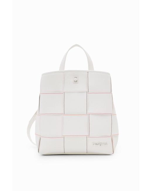 Desigual White S Woven Backpack
