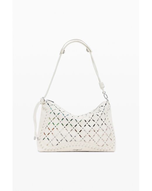 Desigual White Mittelgroße Umhängetasche Mit Lochmuster