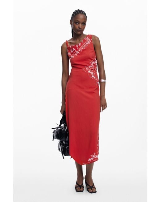 blue birthday dresses Red Piony Ruffled Asymmetric Gown