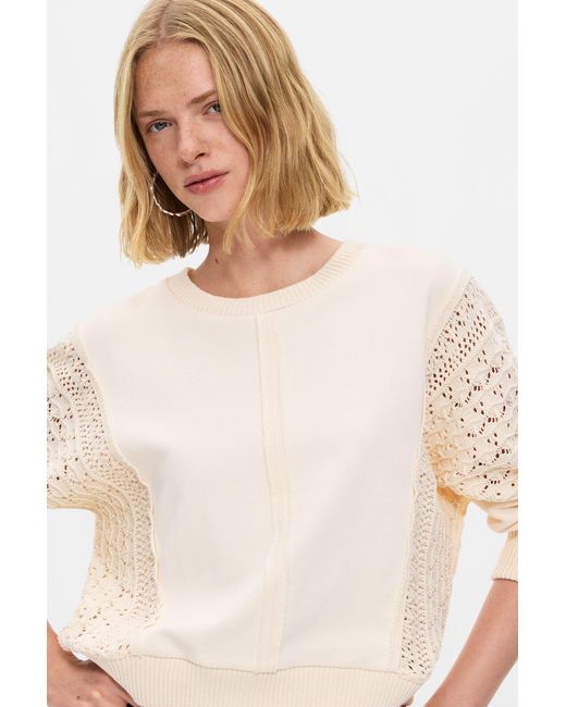 Desigual White Sweater 100% Cotton, Cotton