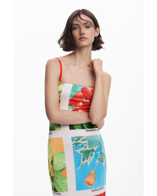 Desigual White Langes Kleid Postkarten Tyler Mcgillivary